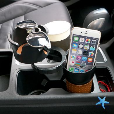 Автомобільний холдер підстаканник у машину Car holder Multi cup 5 в 1 ∙ Мультичашка – органайзер тримач склянок, напоїв, телефону та аксесуарів