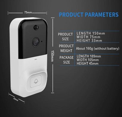 Домофон с WiFi камерой Smart Doorbell X5 ∙ Умный дверной звонок видеозвонок для квартиры