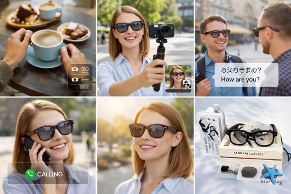 Розумні фотохромні окуляри з камерою AIMB-G1 &bull; Smart Glasses з AI-перекладачем Wi-Fi та відеозйомкою 1080P