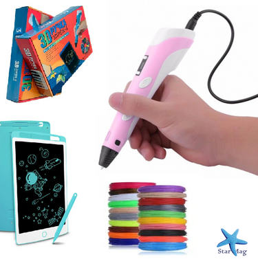 Набір для творчості 3Д ручка 3D Pen-6 c LCD дисплеєм + графічний планшет + трафарети + 100 м пластику в комплекті