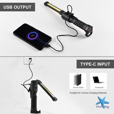 Фонарь LIGHT L08-1 с магнитным основанием и подвесным крючком кемпинговый ∙ Аккумуляторный фонарик поворотный LIGHT L08-1