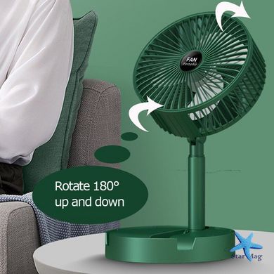 Портативний міні вентилятор для дому Telescopic Folding Fan · Складаний настільний вентилятор з USB зарядкою · Білий / зелений / чорний