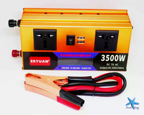 Перетворювач напруги LCD SMART 3500W 12V/24V у 220V &bull; Автомобільний інвертор для акумулятора, дому, авто та резервного живлення