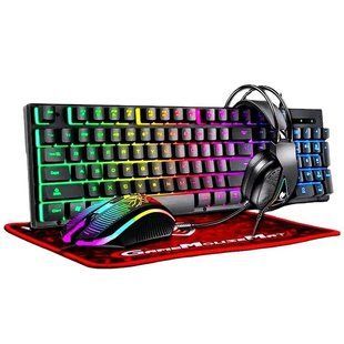 Игровой комплект Gaming Combo 4-in-1 T-Wolf TF-400 черный &bull; Геймерский набор клавиатура, мышь, наушники и коврик для ПК