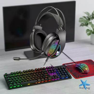 Игровой комплект Gaming Combo 4-in-1 T-Wolf TF-400 черный &bull; Геймерский набор клавиатура, мышь, наушники и коврик для ПК
