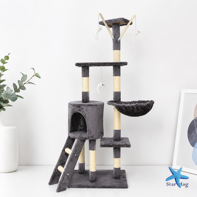 Ігровий комплекс для котів з кігтеточкою і будиночком Pet Hobby MT05-1 ∙ Кігтеточка будиночок дряпка для кота MT05-1