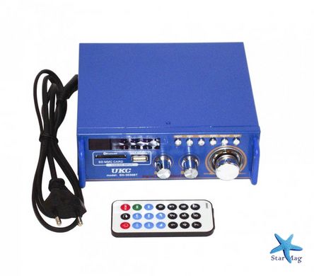Підсилювач потужності звуку UKC SN-3636BT Blue з Bluetooth та радіо