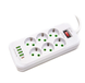 Мережевий подовжувач-фільтр PNS-03/D6 білий 3 м з LED-індикатором, 4 USB і PD Type-C &bull; Розгалужувач живлення 6&ndash;220V для дому, офісу та заряджання гаджетів