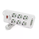 Мережевий подовжувач-фільтр PNS-03/D6 білий 3 м з LED-індикатором, 4 USB і PD Type-C &bull; Розгалужувач живлення 6&ndash;220V для дому, офісу та заряджання гаджетів