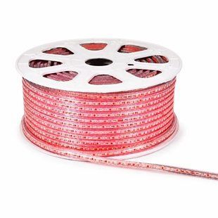 Гирлянда-лента Rope-Lights SMD5050-R 100 м, красная &bull; Уличная светодиодная гирлянда-дюралайт с прозрачным проводом, SMD 5050 и защитой IP65 для фасадов и деревьев