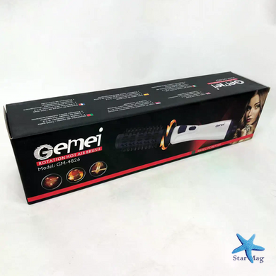 Фен-щетка для волос GEMEI GM-4826 1000W &bull; Вращающийся фен-браш для сушки, укладки, объема и создания естественной волны