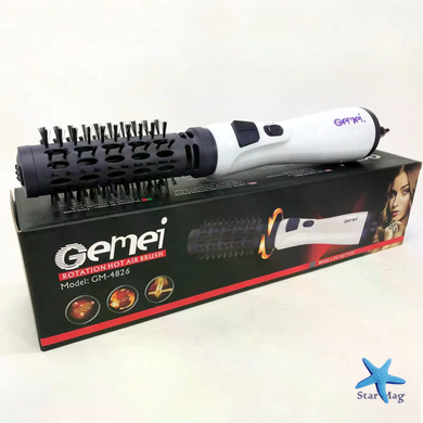 Фен-щетка для волос GEMEI GM-4826 1000W &bull; Вращающийся фен-браш для сушки, укладки, объема и создания естественной волны