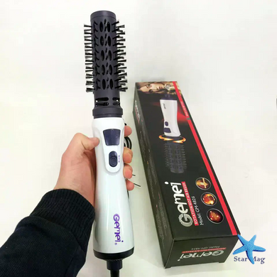 Фен-щетка для волос GEMEI GM-4826 1000W &bull; Вращающийся фен-браш для сушки, укладки, объема и создания естественной волны