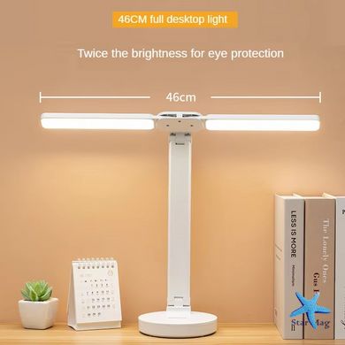 Настольная светодиодная лампа Twice LED Lamp с двойным поворотным светильником - плафоном на аккумуляторе с USB зарядкой и с подставкой для телефона