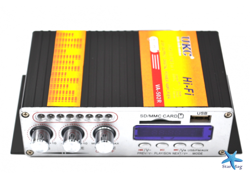 Усилитель звука UKC VA-502R двухканальный с Bluetooth, Караоке, FM радио и пультом