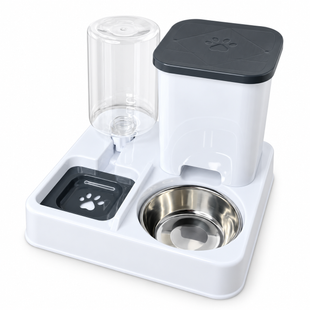 Кормушка с поилкой Pet Automatic 2 в 1 белая &bull; Автоматическая гравитационная кормушка Pet Automatic для кошек и собак с подачей сухого корма и воды без электричества