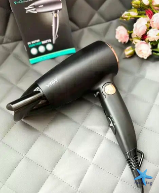 Дорожный складной фен VGR V-439 1600W &bull; Компактный фен для сушки и укладки волос с холодным обдувом и насадкой-концентратором