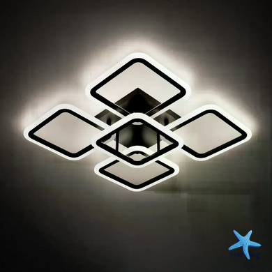 Черная потолочная светодиодная люстра X-596 с пультом &bull; LED-люстра квадраты для спальни, гостиной, кухни и современного интерьера