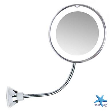 Гнучке дзеркало для макіяжу з підсвіткою LED Ultra Flexible mirror 10X збільшення, на присосці