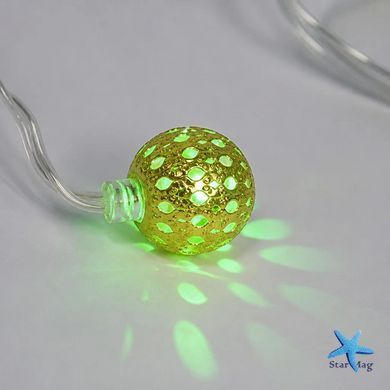 Гирлянда-нить String-Lights 20Parts-M 3 м разноцветная &bull; внутренняя светодекоративная нить с прозрачным проводом и шаровидными ажурными плафонами для декора комнаты и ёлки