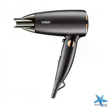 Дорожный складной фен VGR V-439 1600W &bull; Компактный фен для сушки и укладки волос с холодным обдувом и насадкой-концентратором