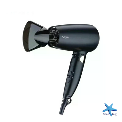 Дорожный складной фен VGR V-439 1600W &bull; Компактный фен для сушки и укладки волос с холодным обдувом и насадкой-концентратором