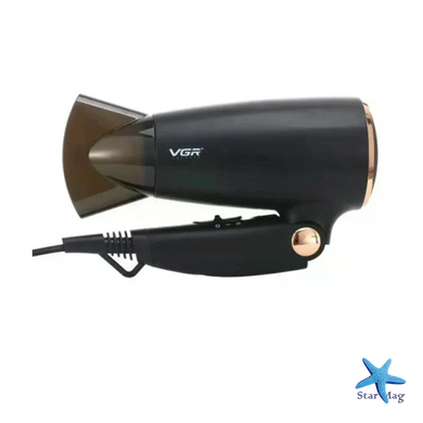 Дорожный складной фен VGR V-439 1600W &bull; Компактный фен для сушки и укладки волос с холодным обдувом и насадкой-концентратором