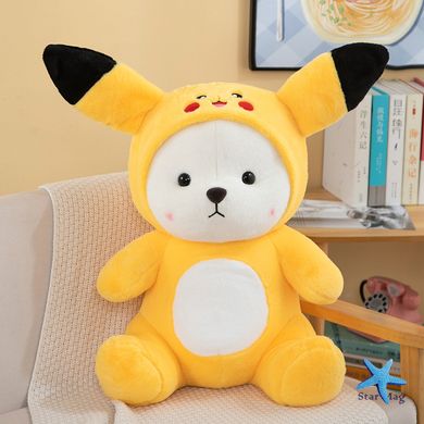 М'яка іграшка Ведмедик Пікачу в костюмі зі знімним капюшоном · Плюшеве ведмежа Pikachu, 40 см