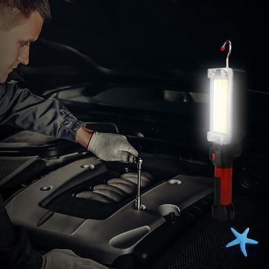 Фонарь аккумуляторный для СТО 20Вт, USB, WOW ZJ-8859 COB с магнитом и крючком 88597 ∙ Аккумуляторный фонарь WOW ZJ-8859 COB для автосервиса и мастерской