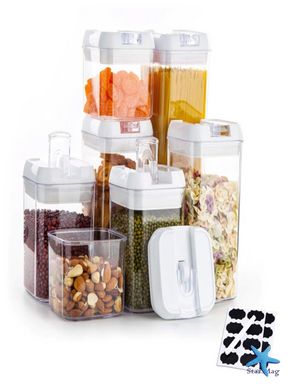 Набор контейнеров для хранения еды, сыпучих и круп FOOD Storage Container Set ∙ 6 емкостей с герметичными крышками