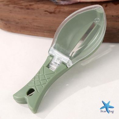Рибочистка Fish Scale Scraper with Cover з контейнером для луски &bull; Ручний шкребок-ніж для чищення риби з кришкою та лезом із нержавіючої сталі