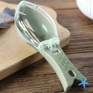 Рибочистка Fish Scale Scraper with Cover з контейнером для луски &bull; Ручний шкребок-ніж для чищення риби з кришкою та лезом із нержавіючої сталі