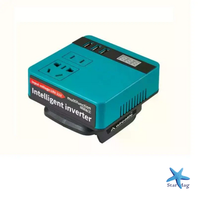 Аккумуляторный инвертор 18&ndash;21V на 220V 120W &bull; Преобразователь напряжения DC 18&ndash;21V в AC 220V 120W с розеткой и USB без аккумулятора