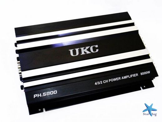 Автомобільний підсилювач звуку UKC PH.5800 4-х канальний CAS/Sub 4/3/2Ch 8000W Black