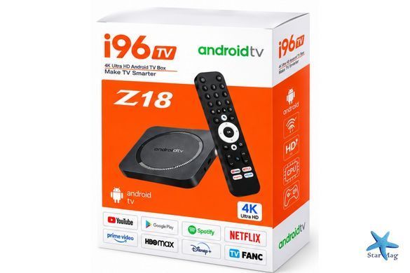 Smart TV приставка I96Z18 4/32 ГБ &bull; ТВ-приставка I96Z18 Android 12 с Wi-Fi 2.4/5 ГГц, 4 ГБ RAM и 32 ГБ ROM