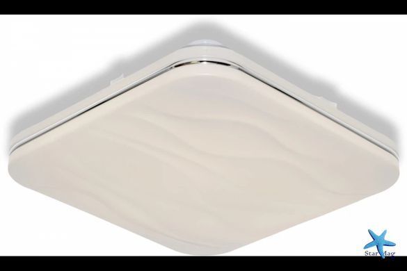 Белая потолочная светодиодная люстра X-597 44х6,5х44 см с пультом &bull; LED-люстра квадрат для спальни, кухни, гостиной и современного интерьера