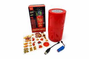 Автомат для мыльных пузырей Bubble Machine Fireworks с LED-подсветкой и звуком &bull; Детская машина для пузырей с аккумулятором USB