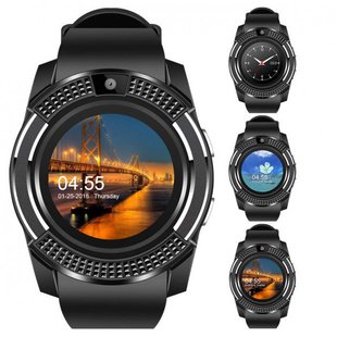 Умные смарт-часы Smart Watch V8 Сенсорные с Bluetooth microSD шагомер камера Black Original CG10 PR3