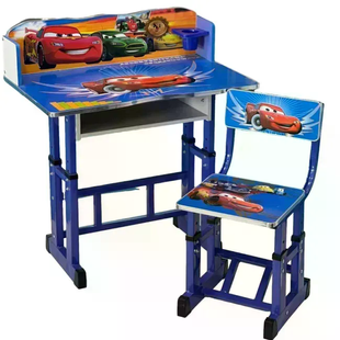 Набір дитячих меблів Disney Cars біло-блакитний &bull; Регульована дитяча парта Disney Cars зі стільцем, полицею та підставкою для ніг