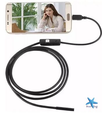 Камера Ендоскоп Android та PC Endoscope · Гнучка USB камера 2 метра · Ендоскопічна камера для смартфона, планшета, ноутбука