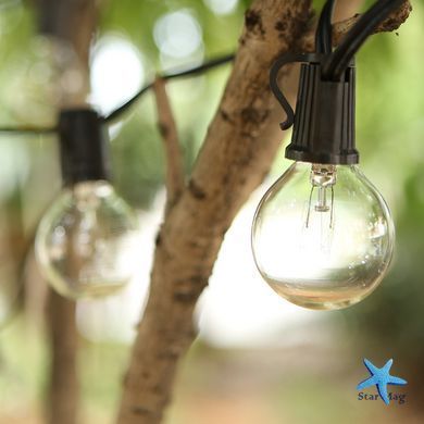 Led гирлянда-лампочки 5м тепло-белого цвета, 10 водонепроницаемых прозрачных шариков с нитью накаливания CG03