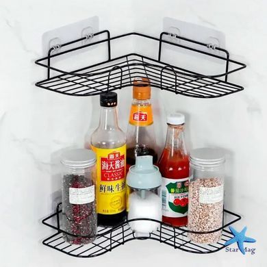Угловая металлическая полка-держатель для ванной комнаты Storage Rack ∙ Металлическая проволочная угловая настенная полка Storage Rack