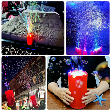 Автомат для мильних бульбашок Bubble Machine Fireworks з LED-підсвіткою та звуком &bull; Дитяча машина для бульбашок з акумулятором USB