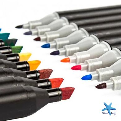Набор двусторонних художественных маркеров для скетчинга 120 шт / Маркеры для рисования на бумаге Sketch Marker Touch Raven / Подарок художнику
