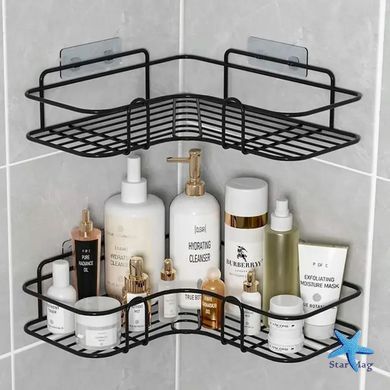 Угловая металлическая полка-держатель для ванной комнаты Storage Rack ∙ Металлическая проволочная угловая настенная полка Storage Rack