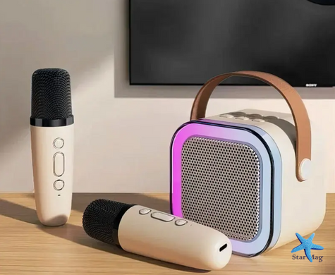 Дитячий набір Караоке Два Бездротових мікрофони + Колонка · RGB підсвічування · Bluetooth
