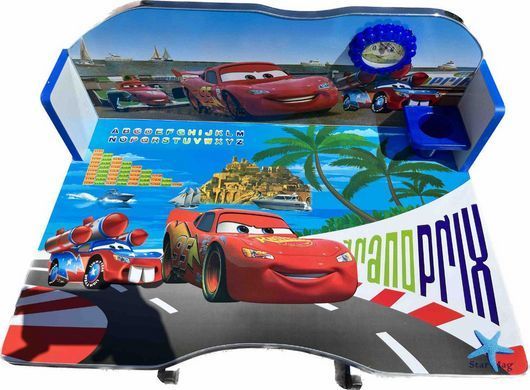 Набір дитячих меблів Disney Cars біло-блакитний &bull; Регульована дитяча парта Disney Cars зі стільцем, полицею та підставкою для ніг