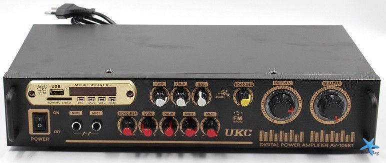 Усилитель звука стереоусилитель UKC AV-106BT с Bluetooth ∙ Караоке ∙ FM ∙ USВ