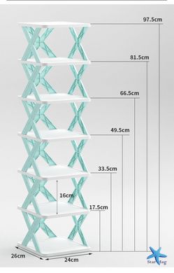 Вертикальна складна полиця - органайзер для взуття X-Shaped  на 4 яруси · Підлогова стійка - трансформер з полицями