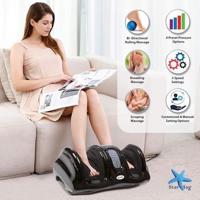 Универсальный электромассажер для ног и стоп Shiatsu Foot Massager роликовый ∙ Электромассажер для стоп и икроножных мышц с пультом управления